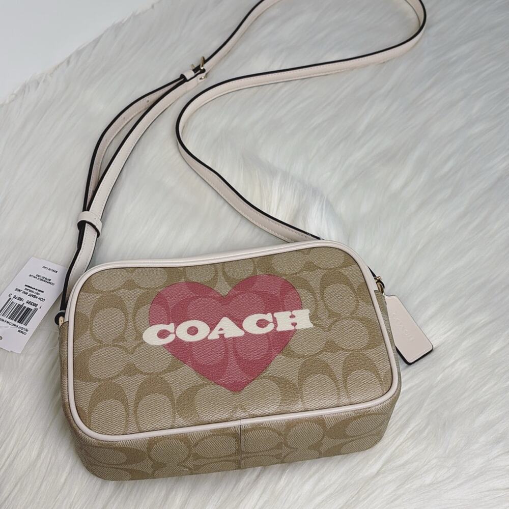 NWT Coach Mini Jamie Camera Bag In Signature Canvas With Heart Print - Picture 5 of 8